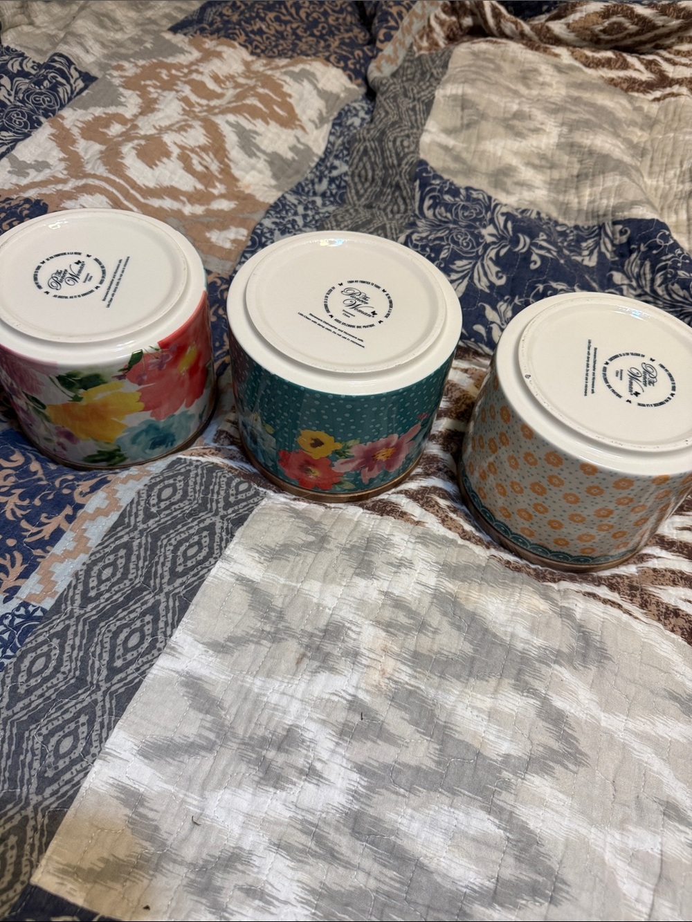 Floral Ceramic Storage Canister Set with Wood Lids - Multicolor - Picture 6 of 6